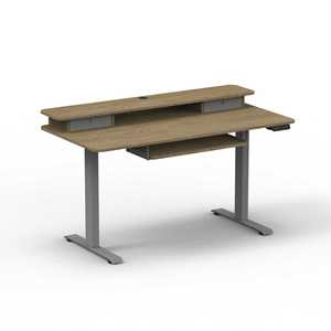 Bureau d'ordinateur électrique réglable en hauteur, double moteur, double plateau, structure métallique thermolaquée, pour usage domestique ou professionnel - Product Image 1