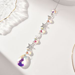 Campana de Viento de Cristal Plateado Estilo Ins, Atrapasueños con Colgante de Estrella, Luna y Sol, Adorno Decorativo para Ventana del Hogar - Product Image 3
