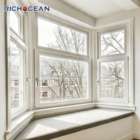 Fenêtres d'appartement modernes RICHOCEAN en aluminium noir traditionnel, résistantes aux intempéries, avec verre acoustique et verrouillage multipoints