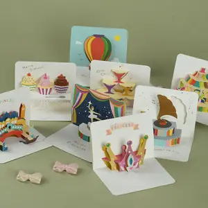 3D简约儿童风格折叠卡儿童节教师节生日祝福感恩卡