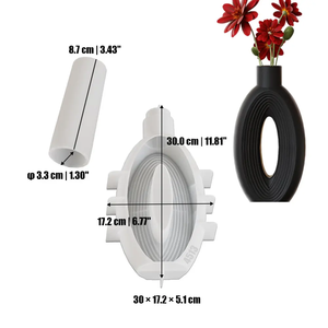 ديكور منزلي تصنعه بنفسك مزهرية على الطراز الاسكندنافي بيضاوية دائرية قالب سيليكون مخطط لإيبوكسي - Product Image 6