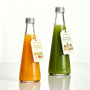 Envases de Vidrio Transparente Cónicos de 250 ml y 330 ml para Bebidas, Botellas de Vidrio Delgadas con Tapas de Rosca de Aluminio Plateado - Product Image 1