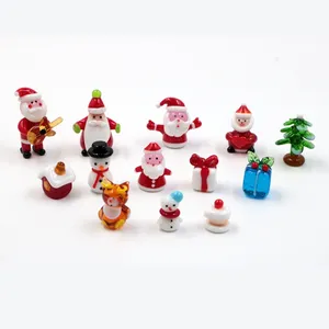 Figura de Papá Noel hecha a mano mixta personalizada, arte de lámpara de Murano en miniatura, artesanía de Navidad de Cristal