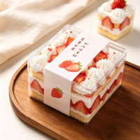 Conteneur à gâteau carré en plastique transparent jetable, matériau PS recyclable, épaisseur 1,5 mm, pour l'emballage alimentaire et des confiseries