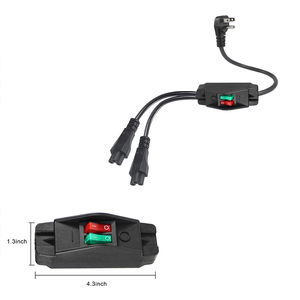 Cable de extensión en Y con enchufe plano de 45 grados, conectores IEC C5 duales, interruptores LED separados que evitan el levantamiento de la cubierta del enchufe de pared - Product Image 3