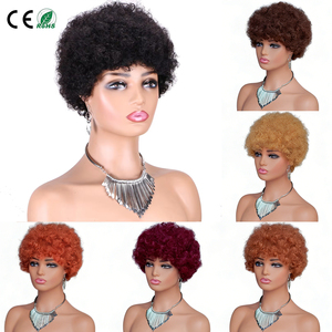 Parrucca Corta Afro Ricci per Capelli Umani, Parrucca Afro con Meccanismo Completo, Ricci Crespi Non-Remy, Disponibile in Più Colori, Stock di Fabbrica - Product Image 1