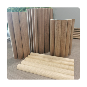 טמבור דקורטיבי עגול עץ חבוש לוח עץ אלון לבן אלון פורניר טבור אקוסטי עץ - Product Image 1