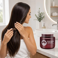 Crème de soin capillaire profond à la kératine avec huile de sapin de Sibérie et huile d'arbre à thé, nourrissante, lissante, anti-frisottis, revitalisant profond pour cheveux secs