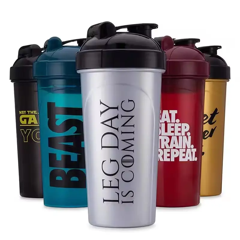Werkslieferung tragbar auslaufsicher Kunststoff BPA-frei Training Fitness-Studio Shaker Becher Protein-Shaker-Flasche mit individuellem Logo
