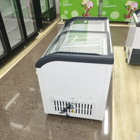 Congélateur à glace commercial 720L avec porte vitrée incurvée, refroidissement direct, congélateur coffre profond pour restaurant