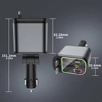 Chargeur de voiture rétractable 4 en 1 à charge ultra-rapide 120W avec lumière ciel étoilé, port Type C pour iPhone, protection OTP