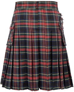 Kilt Tradizionale da Uomo Plissettato in Tartan, Taglia Grande, Ibrido Scozzese in Lino Nero e Tartan con Cinghie in Pelle - Product Image 4