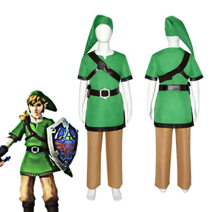 Disfraz de <span class=keywords><strong>Cosplay</strong></span> Skyward Sword <span class=keywords><strong>Link</strong></span> para niños, uniforme verde, pantalones, sombrero, guantes y capa con el mejor traje perfecto de Halloween - Product Image 1