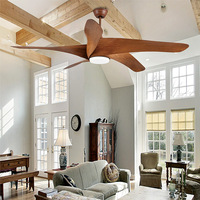 Ventilateur de plafond en bois massif de 52 pouces avec lumières LED et télécommande, moderne, 3 pales, moteur CC, 6 vitesses, faible bruit, pour salon