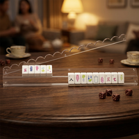 Luxuriöser Magnetischer Kartenschieber Hochwertiger PS Wasserdichter Geometrischer Muster-Mahjong-Ständer 4-teiliges Set Schöne Geschenkoption