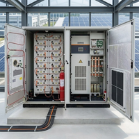 Système de stockage d'énergie à batterie LiFePO4 de type armoire, avec PCS et BMS intégrés, refroidissement par air, alimentation de secours pour réseau photovoltaïque