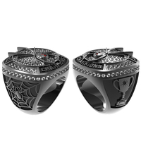 Bague de championnat sportif personnalisée, bague plaquée noir Halloween, bijoux en pierres précieuses gravables avec logo pour football, basketball, baseball