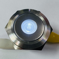 Interrupteur à bouton-poussoir métallique éclairé ZLQ25A-SWP11Z-DW36V-S, SPDT à verrouillage, IP67 IK10, boîtier en acier inoxydable, bouton plat