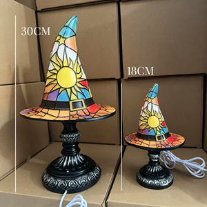 โคมไฟ LED รูปหมวกแม่มด แบบเสียบ USB ทำจากเรซิ่น ไฟตกแต่งวิเศษ แสงไฟฮาโลวีน หมวกแม่มด โคมไฟตั้งโต๊ะ ไฟกลางคืน ของตกแต่งบ้าน ของขวัญสำหรับงานปาร์ตี้ - Product Image 6