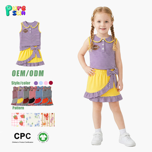 Puresun, Produttore Leader di Set Estivi per Ragazze in 100% Cotone con Colletto Personalizzato, Stampa Squadra di Calcio e Ricamo con Volant - Product Image 3