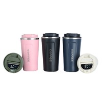Tasses à café intelligentes LED en acier inoxydable à double paroi, thermos isolé avec affichage de la température