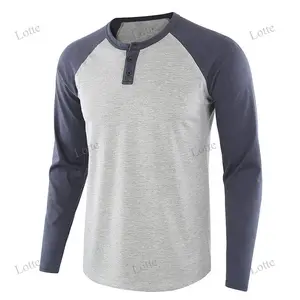 Henry Collar T Shirt Spring/Fall Long Sleeve Thermal Sports Sweater T Men's Tops Breathable Gym Running Pullover Male Activewear
