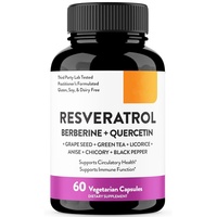 Capsules de Mélange de Resvératrol Entièrement Naturel 9-en-1 OEM d'Usine pour Nettoyage Intestinal et Antioxydant, avec Berbérine et Quercétine, 60 Capsules/Flacon pour Adultes