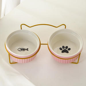 Mangkuk Makanan dan Minum Kucing Tinggi Grosir dari Doe Pet Factory untuk Kucing Indoor dan Anjing Kecil dengan Penyangga Logam, Tempat Makan Anjing dan Kucing - Product Image 2
