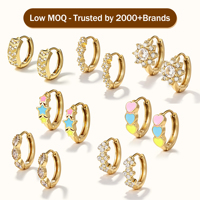 Boucles d'oreilles Huggie hypoallergéniques HOVANCI en acier inoxydable étanche, petites, avec émail cœur et étoile, zircon cubique, bijoux de piercing pour l'oreille