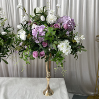 Boule de fleurs artificielles en soie IFG Modern Forest Design 50 cm, blanche et violette, avec des fleurs vertes, pour la décoration de mariage