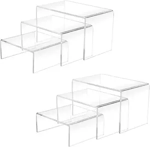 Retail Shop Plastic Lifts Display Racks for Figures Clear Acrylic Display Risers