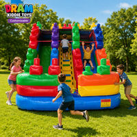 Perosotan Tiup PVC Kastil Bouncy Warna-Warni Cerah Peralatan Hiburan Komersial untuk Bermain di Luar Ruangan