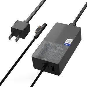 Vente en gros de chargeur d'ordinateur portable 65W compatible avec Microsoft Surface Pro 9 8X7 6 5 4 3 Surface Laptop Book 2 1 Adaptateur secteur