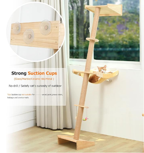 76 "tinggi ramping terhadap dinding pohon kucing dengan tempat tidur gantung kucing dinding furnitur untuk pendaki aktif dalam ruangan dengan hanya isap untuk jendela - Product Image 2