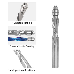Mata profil atas bawah Flush karbida padat kompresi 6mm <span class=keywords><strong>1</strong></span>/<span class=keywords><strong>4</strong></span> inci 2 seruling biru Nano dilapisi <span class=keywords><strong>CNC</strong></span> Spiral Upcut <span class=keywords><strong>Router</strong></span> Bit untuk kayu - Product Image 2