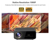 Proyector WiFi Inalámbrico para Juegos, Cine en Casa, TV, Películas, Teléfono, Android 12, 1080P, 4K, Alto Lumen, 1200ANSI, para Uso en Exteriores con Luz Diurna