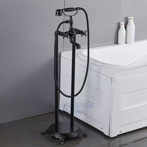 Robinet de bain en laiton Antique avec support au sol, sans cuivre, mitigeur de baignoire et de <span class=keywords><strong>douche</strong></span> - Product Image 5