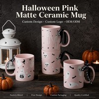 Tasse en céramique rose d'Halloween personnalisable avec logo Cadeau de haute qualité pour les occasions d'affaires Acceptable