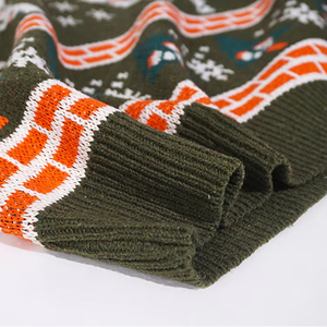 2025 Giáng Sinh Người Đàn Ông Của Phong Cách Áo Len Jacquard Thư Tùy Chỉnh Hàng Dệt Dệt Vải Crew Cổ 100% Len Phía Trước Odm Dài Tay Áo Gia Đình Áo Len - Product Image 5