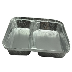 Disposable <strong>Aluminium</strong> <strong>Trays</strong> <strong>2</strong> <strong>Compartments</strong> <strong>Aluminium</strong> <strong>Foil</strong> Container With Lid Fast Food Container for Food Packaging - Product Image 3