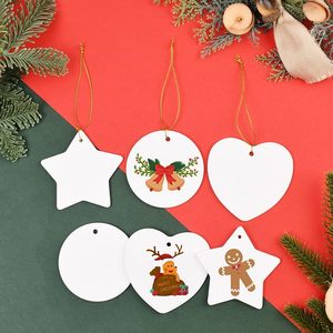Sublimation Christmas <b>Ornament</b> <b>Heart</b> Shape Ceramic Pendant Hanging Ceramic <b>Ornament</b> for Christmas Tree - Product Image 3