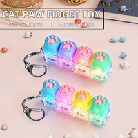 GREENSEED PRD Cute Cat Paw Plastic Mechanical Keycap Fidget Keychain 4 Buttons Decompression Keyboard Toy Portable Stress-Relief