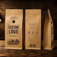 Sachet de café recyclable en matériau monobloc de 500g avec valve de dégazage, scellé sur huit côtés, imprimé sur mesure, emballage à fond plat