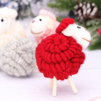 Feutre de laine fait à la main petits jouets en peluche dessin animé bouquet bricolage matériel poupées d'agneau bon mouton cadeaux de fête des enfants