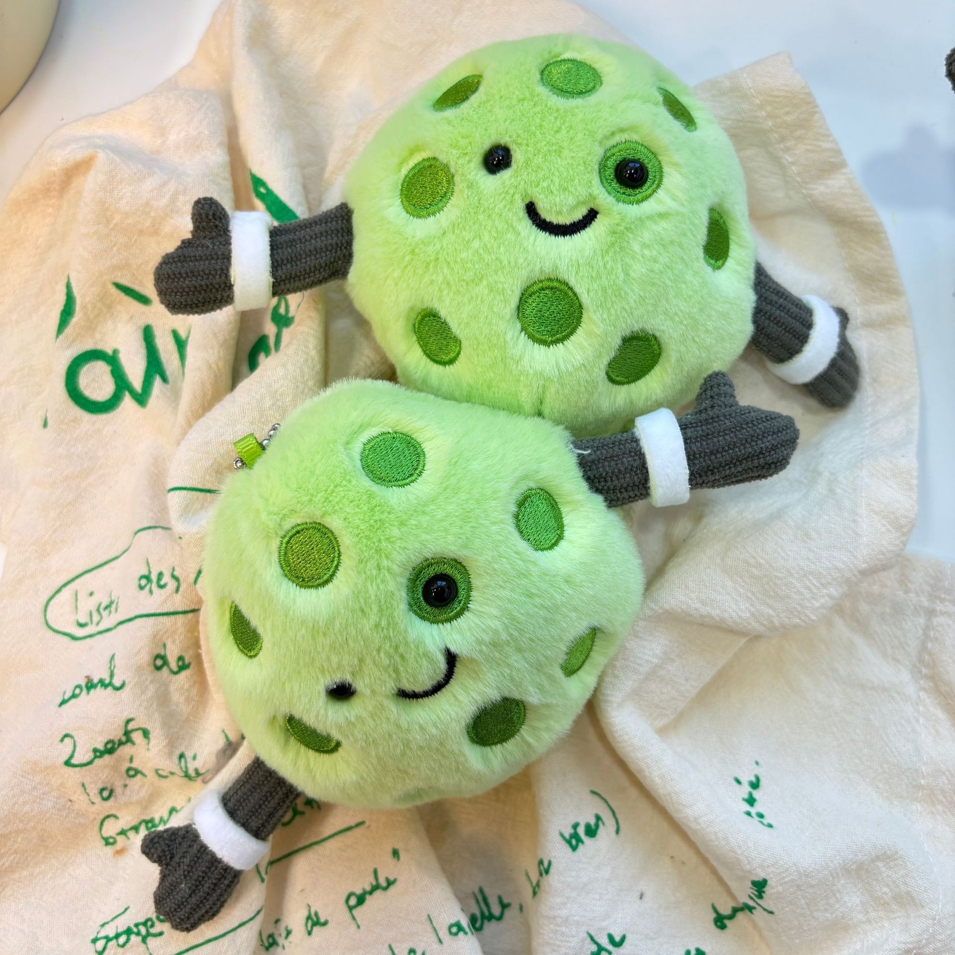 Sports Series Pickleball Pendant Green Mini Pickleball Jewelry Cartoon Style Stuffed Doll Charm Gift