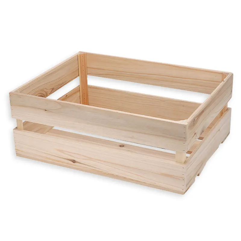 Wholesale custom logo solid wood vegetable storage crate packaging box wooden shipping crate for fruit