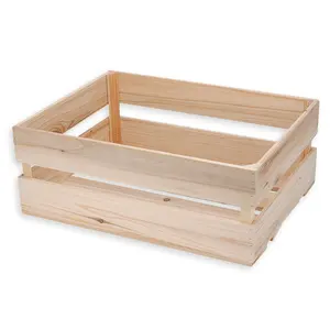 Wooden Fruit Crate Boxes Wholesale Custom Logo Solid Wood Vegetable Storage Crate Packaging Box Wooden Shipping Crate For Fruit