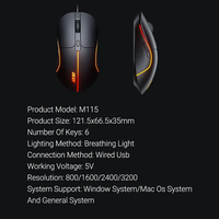 Mouse game kantor ergonomis, Laptop Tablet PC komputer kabel 3200DPI lampu RGB warna-warni lampu ergonomis klik diam untuk rumah pintar