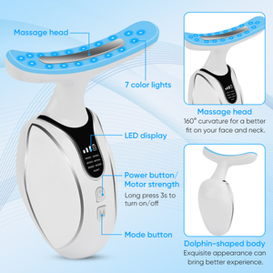 7 Kleuren Led Licht Therapie Trillingen Schoonheid Gezicht Nek Massager Anti Veroudering Gladmakend Gezicht Nek Lifting Massager Voor Huidverzorging - Product Image 5