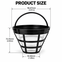 Panier filtre à café réutilisable en nylon, maille fine, pour machine à café, filtre de rechange de qualité alimentaire, noir